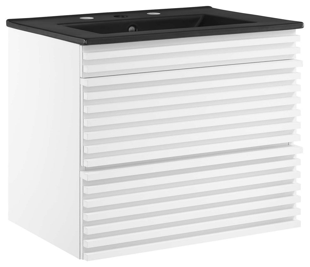 Render 24" Wall-Mount Bathroom Vanity, White Black