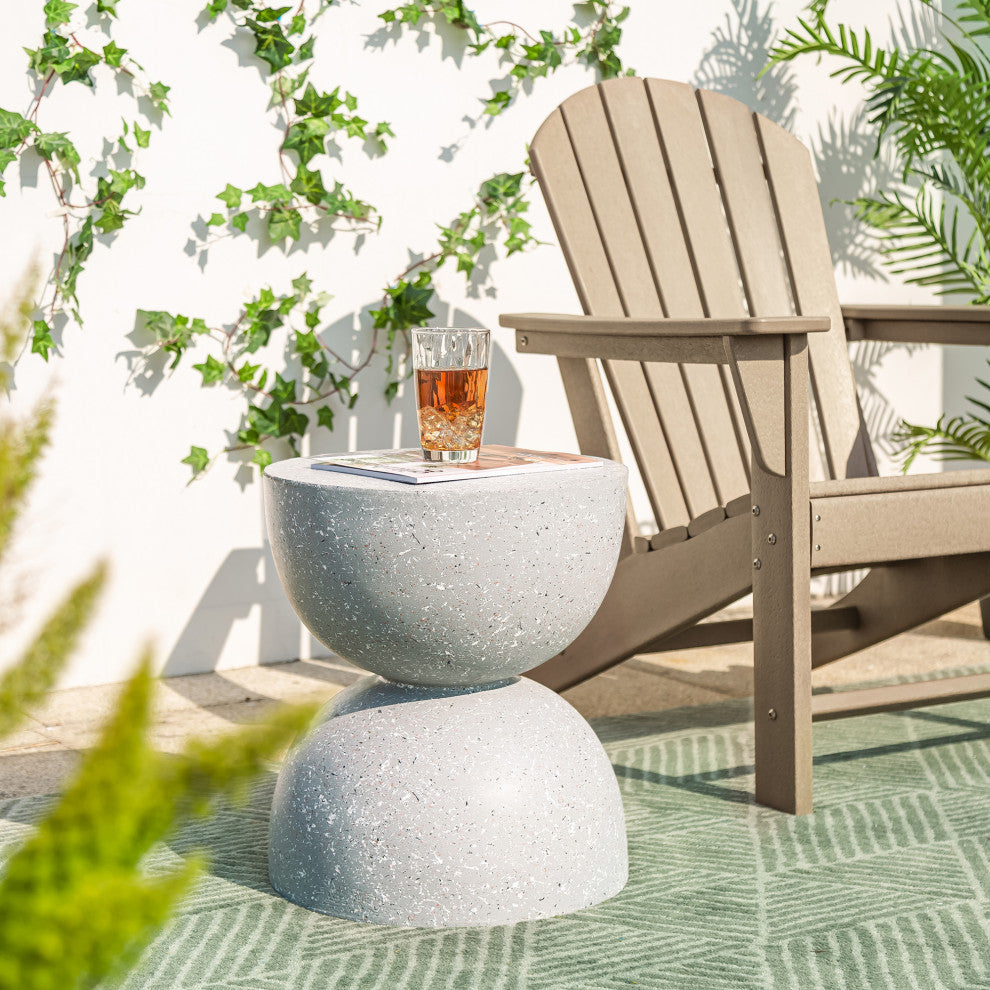 17.75'' Multi-Functional Mgo Sand Terrazzo Garden Stool, Gray