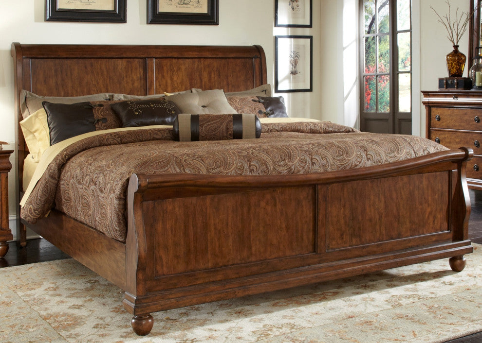 Liberty Furniture Rustic Traditions King Sleigh Bed in Rustic Cherry 589-BR-KSL