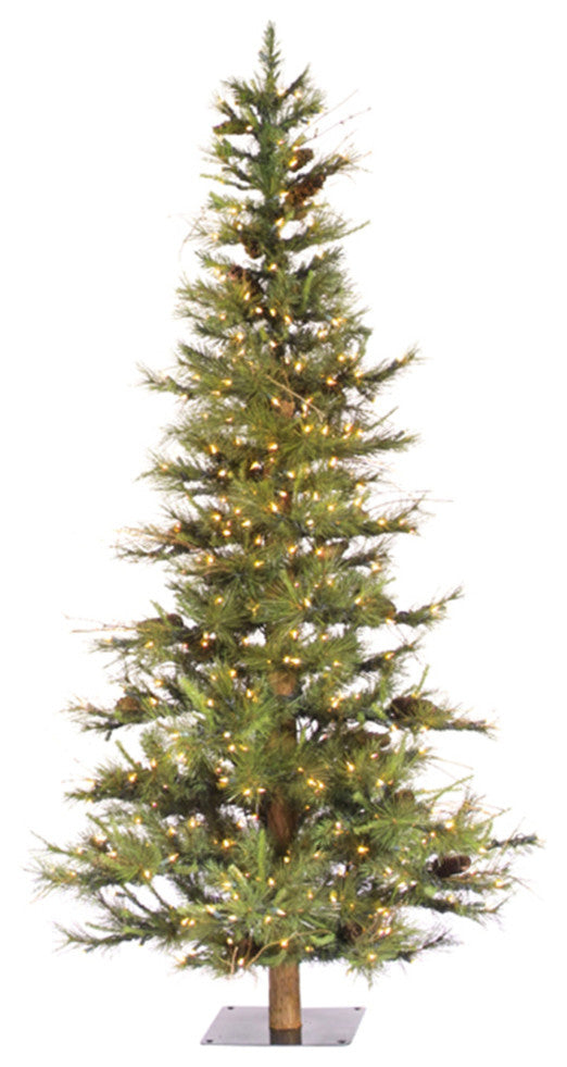 Vickerman Ashland Fir Tree With Pine Cones, 4'', Warm White LED Lights