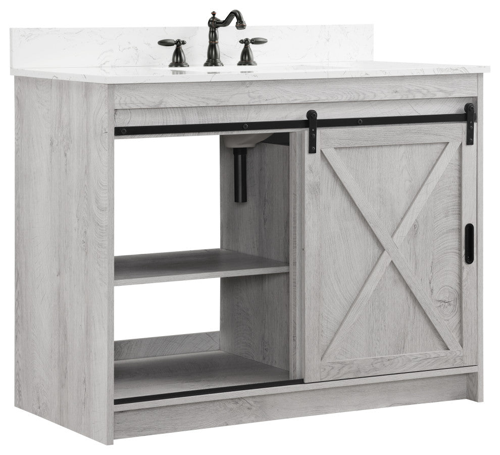 Rafter 42" Bathroom Vanity, White Wash