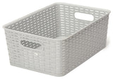 Plastic Rattan Storage Box Basket Organizer, Gray, Medium-Pack of 1