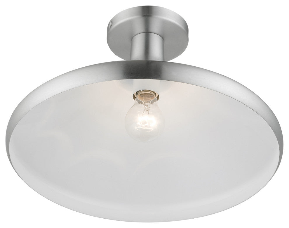 Livex Lighting 1 Light Brushed Aluminum Semi-Flush Mount