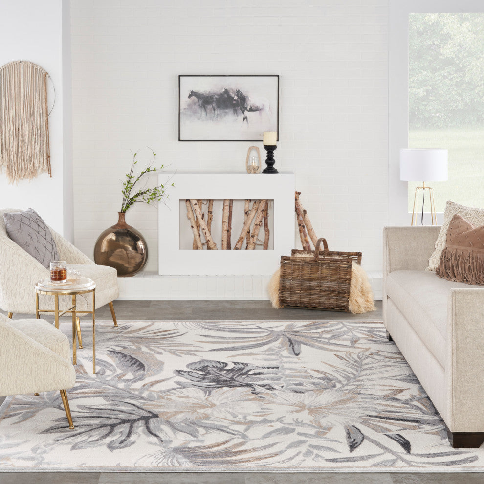 Nourison Seaside 7'10" x 9'10" Ivory/Grey Coastal, Nautical and Beach Indoor Rug