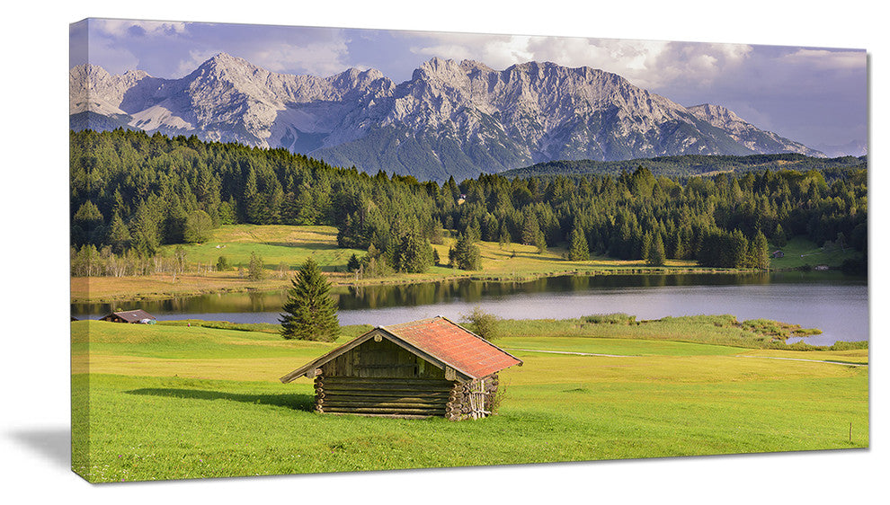 Bavaria with Mountains and Lake, Landscape Canvas Art Print, 60"x28"