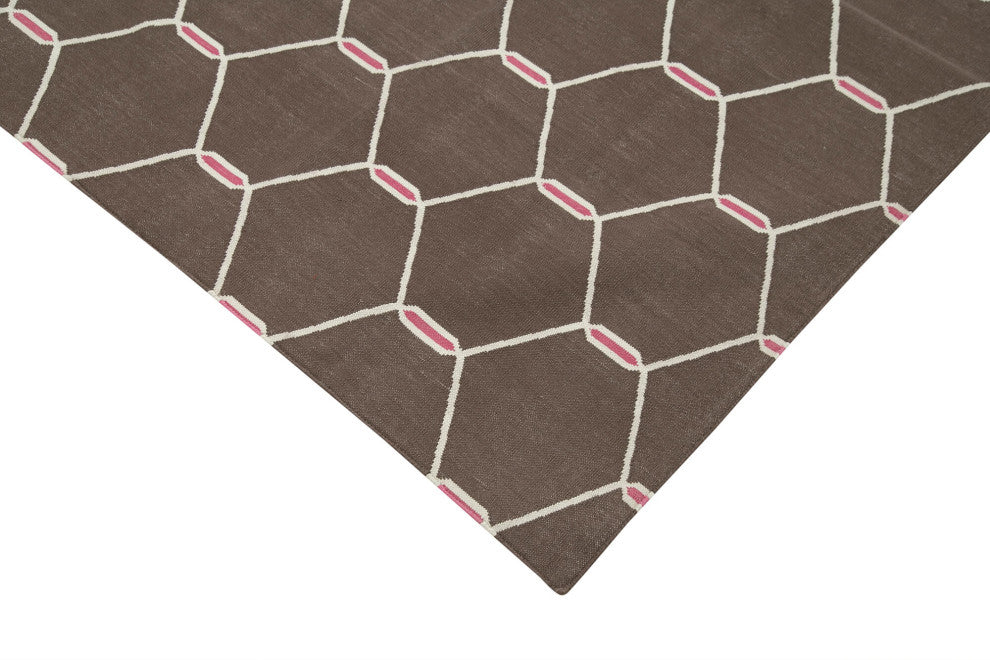 Rug N Carpet - Handmade Wool 3' 8'' x 5' 5'' Modern Design Dhurrie Kilim Rug