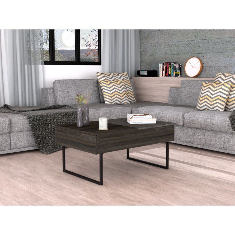 DEPOT E-SHOP Toronto Lift Top Coffee Table, 2 Legs,1 Drawer,Carbon Espresso/Onyx