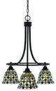 Paramount Downlight 3-Light Chandelier, Matte Black, 7" Earth Star Art Glass