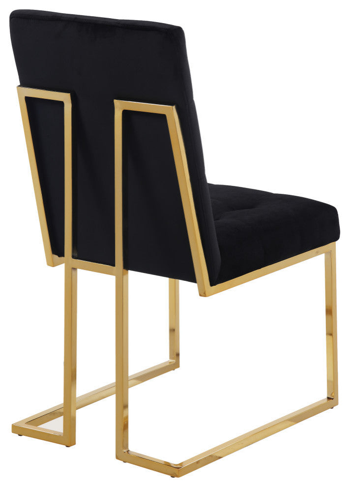 Pierre Velvet Upholstered Dining Chair (Set of 2), Black