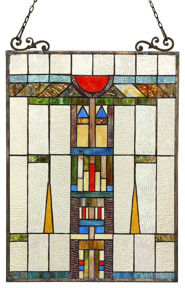 DOESBURG Tiffany-glass Window Panel 17.5x25