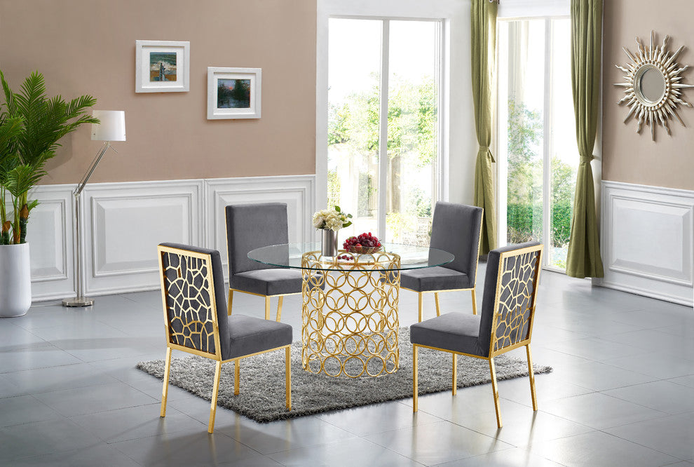 Opal Dining Table, Gold Base