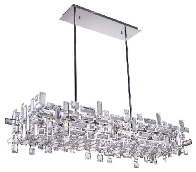 12 Light 35" Island Light, Chrome