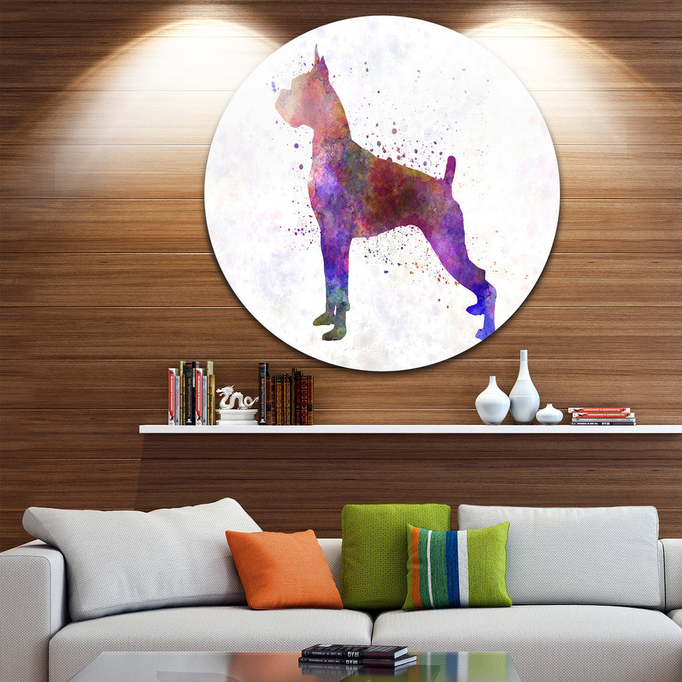 Boxer In Watercolor, Animal Disc Metal Wall Art, 36"