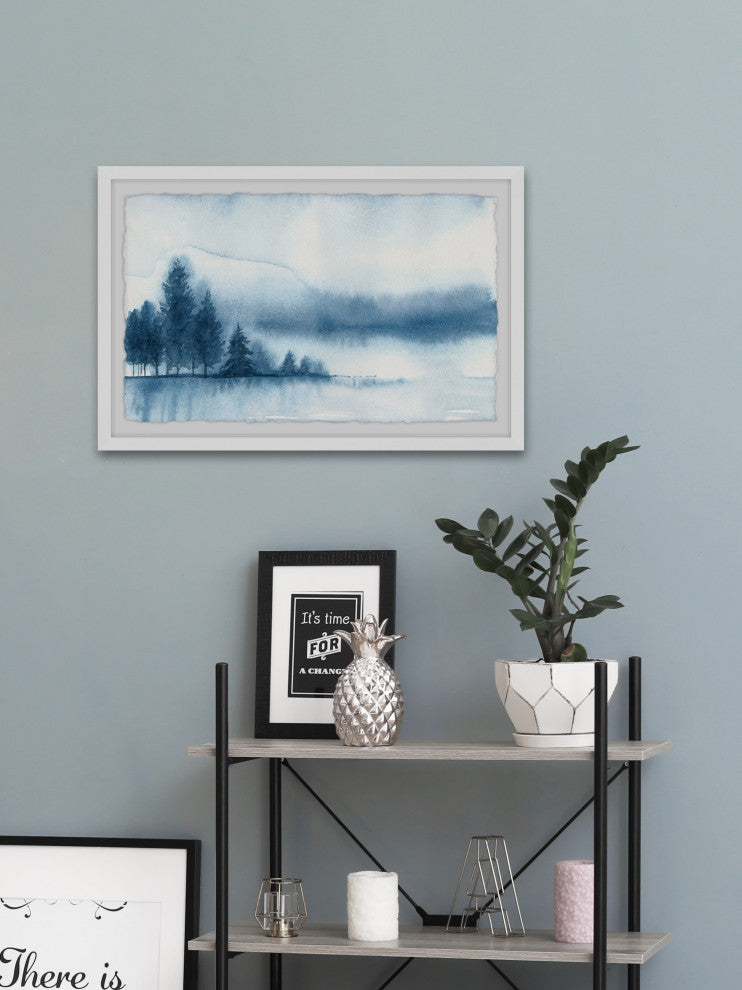 "Frozen Winter Lake" Framed Painting Print, 18x12