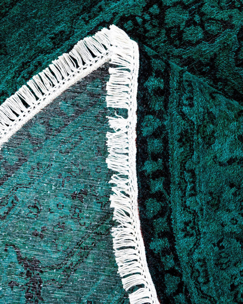 Fine Vibrance, One-of-a-Kind Hand-Knotted Area Rug Green, 6'1"x6'1"