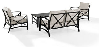 Kaplan 4-Piece Patio Set, Loveseat, 2 Chairs, Coffee Table, Oatmeal