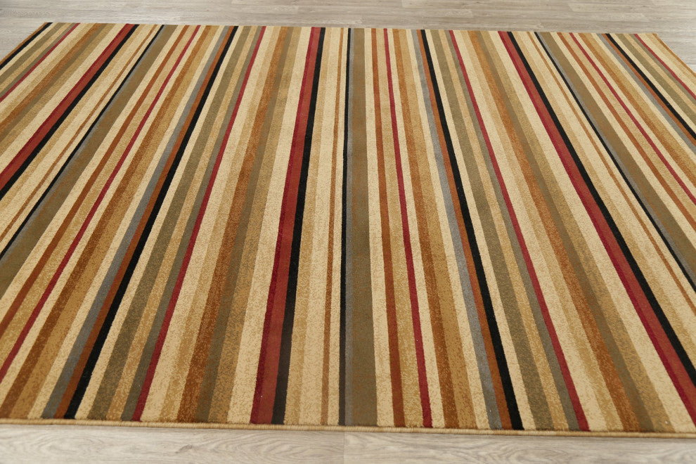 Modern Stripe Carpet Transitional Synthetic Pile Turkish Area Rug, 10'10"x7'10