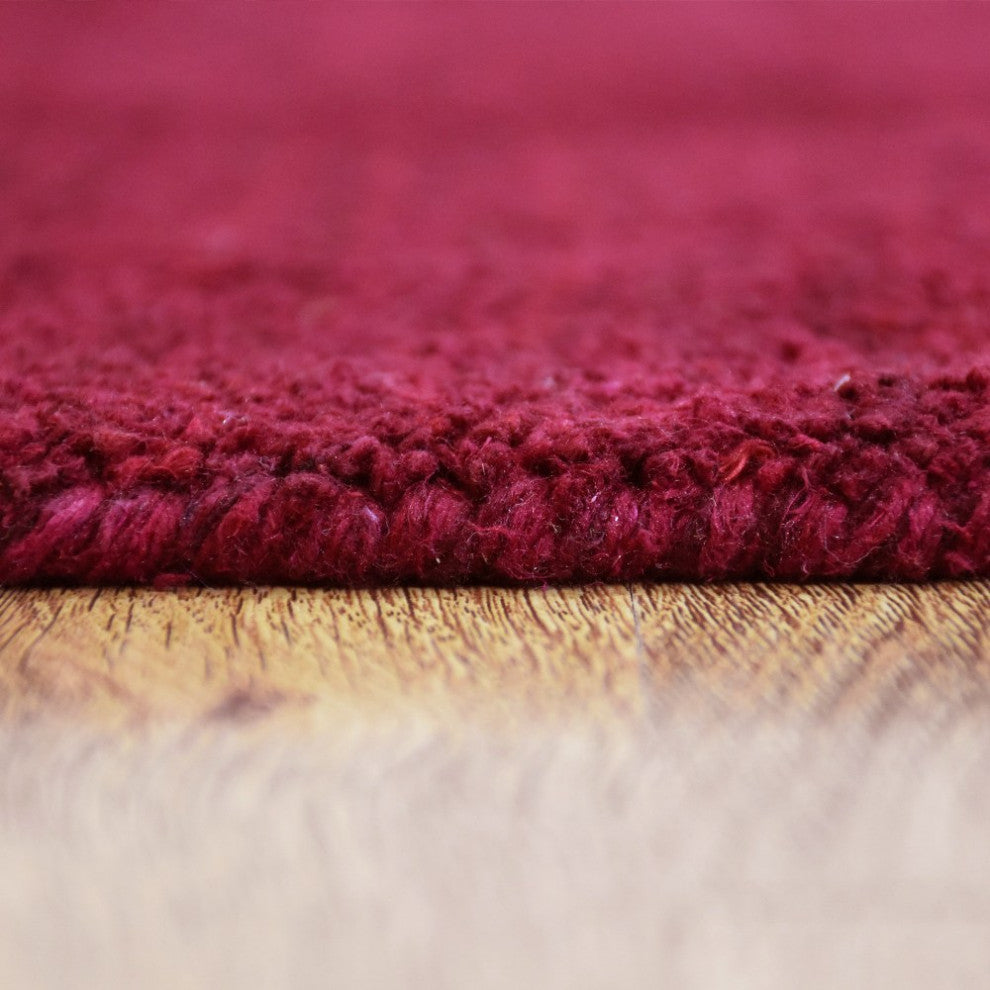 Hand Knotted Loom Silk Mix Area Rug Solid Red