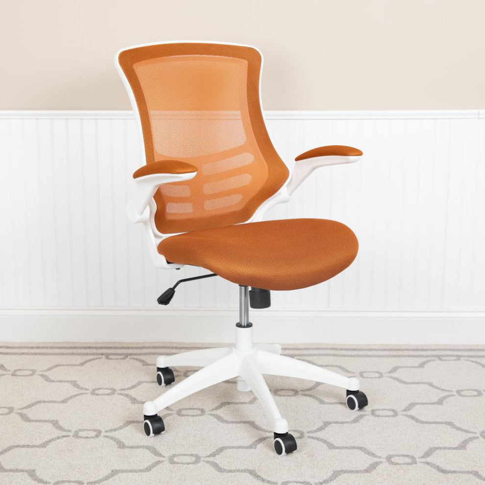 Mid-Back Mesh Swivel Ergonomic Task Office Chair, Tan/White