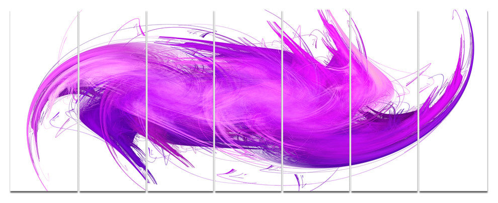 Abstract Purple Fractal Pattern, Abstract Wall Art Canvas, 83"x32", 7 Panels