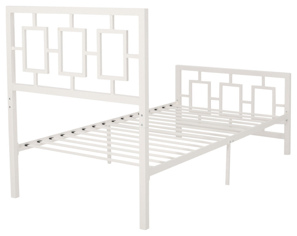 Madera Modern Iron Twin Bed Frame, White