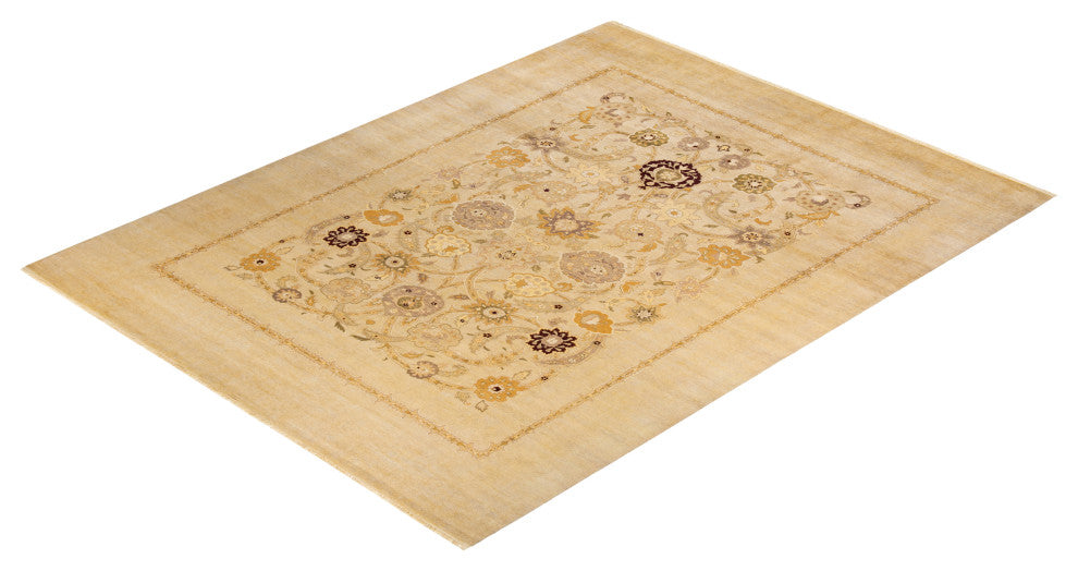 Eclectic, One-of-a-Kind Hand-Knotted Area Rug Ivory, 9' 2" x 12' 2"