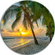 Beach In Caribbean Island Of Barbados, Seascape Disc Metal Artwork, 11"