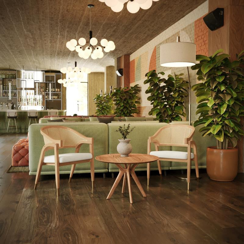 Naomi Commercial Cane Rattan Dining and Accent Chair, Natural