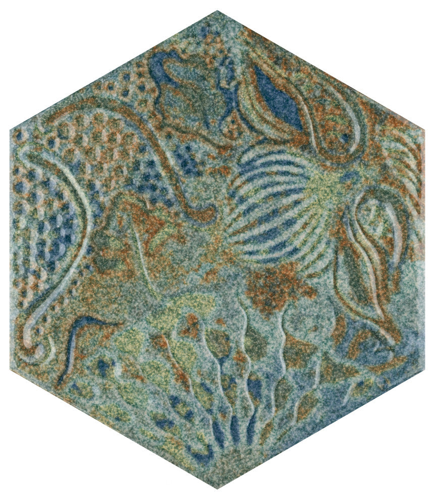 Gaudi React Hex Ocean Porcelain Floor and Wall Tile