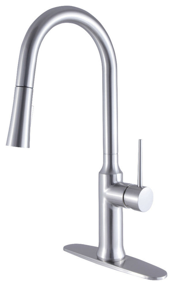 Gourmetier New York Single-Handle Pull-Down Kitchen Faucet, Brushed Nickel