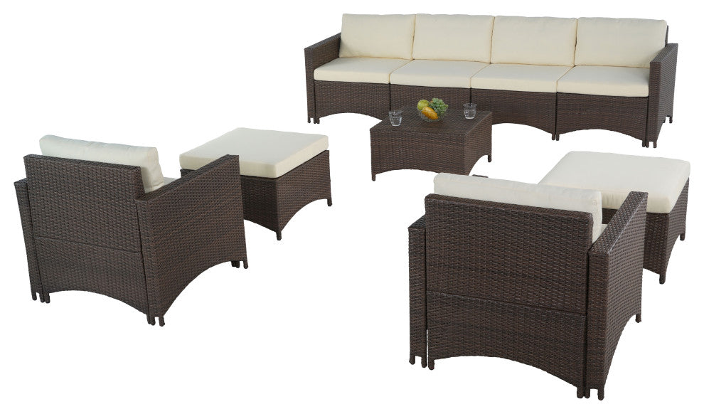 4-Seater Sofa, 2 Armchairs With Ottoman And Coffee Table Conversation Set