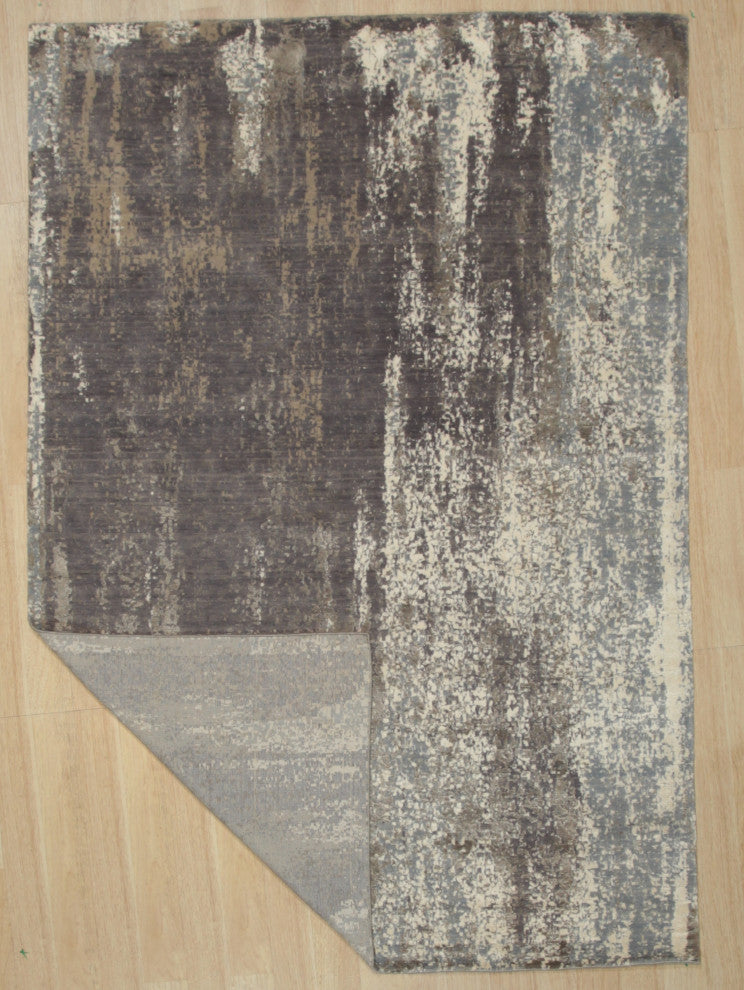 Gray Contemporary Abstract Hand Crafted Area Rug