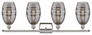 Ballston-Vaz 4-Light 36" Bath Vanity Light, Polished Nickel, Light Smoke