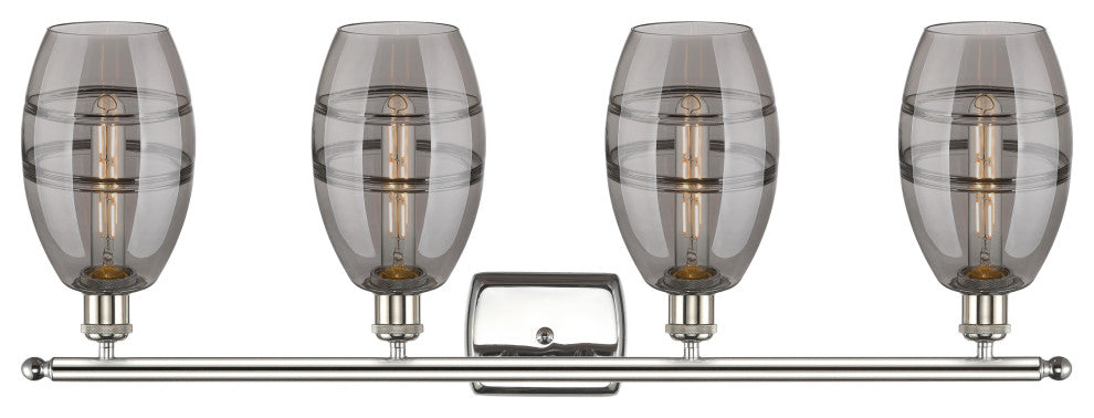 Ballston-Vaz 4-Light 36" Bath Vanity Light, Polished Nickel, Light Smoke