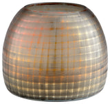 Cyan Gradient Grid Vase 10465, Combed Irridescent Gold