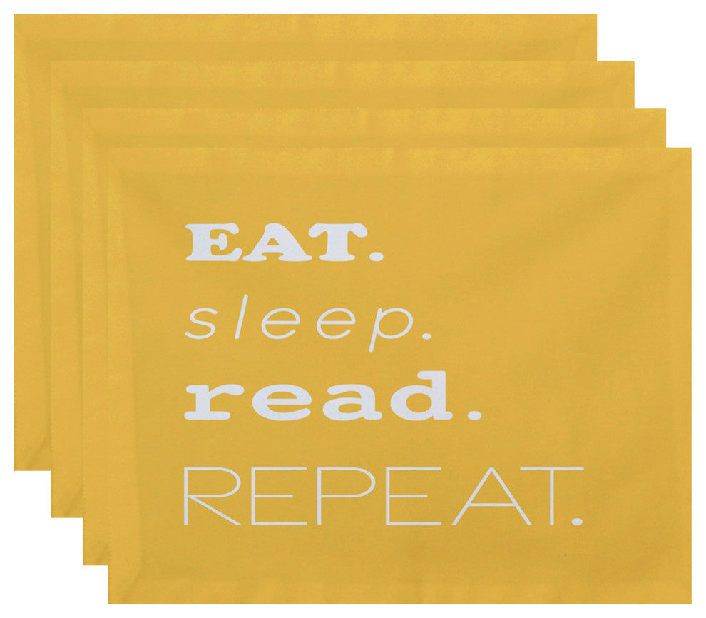 18"x14" My Mantra, Word Print Placemat, Yellow, Set of 4