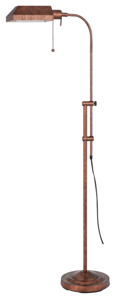 57" Rusted Adjustable Traditional Shaped Floor Lamp With Rust Square Shade