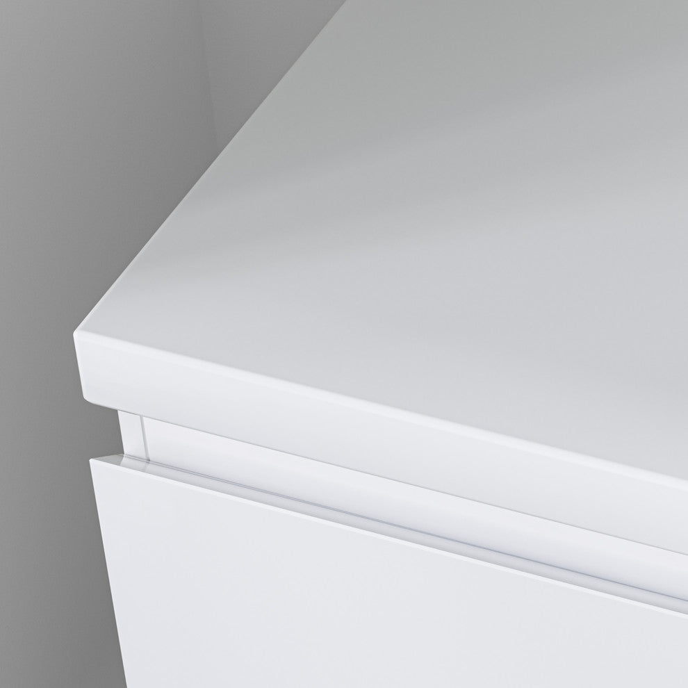 Beacon Bath Vanity, High Gloss White, 60", Single Sink, Wall Mount