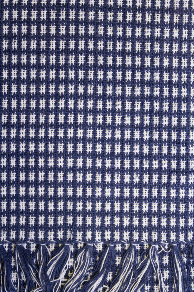 Homespun Fringed 100% Cotton Tablecloth, Marine, 70" Round