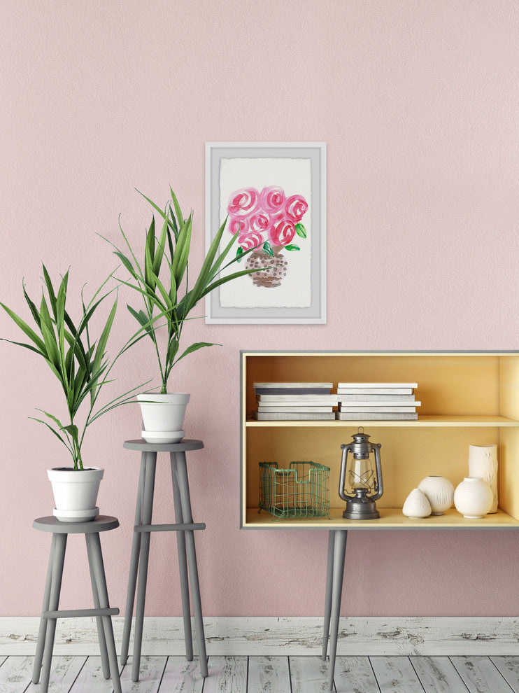 "Big Pink Blooms" Framed Painting Print, 16"x24"