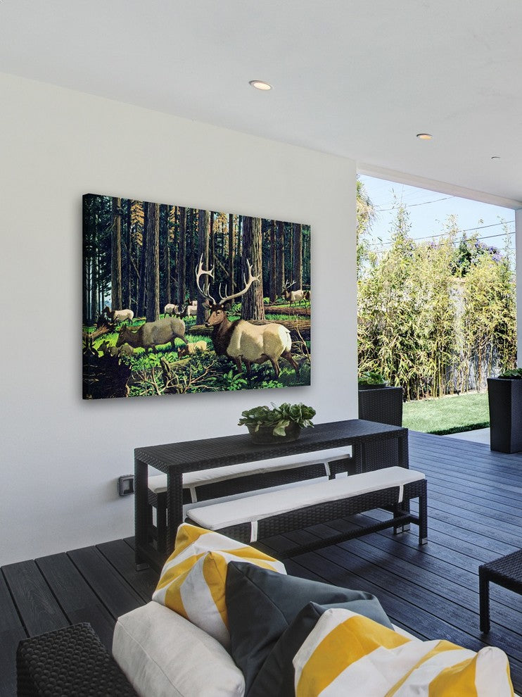 "Elk Herd" Painting Print on Wrapped Canvas