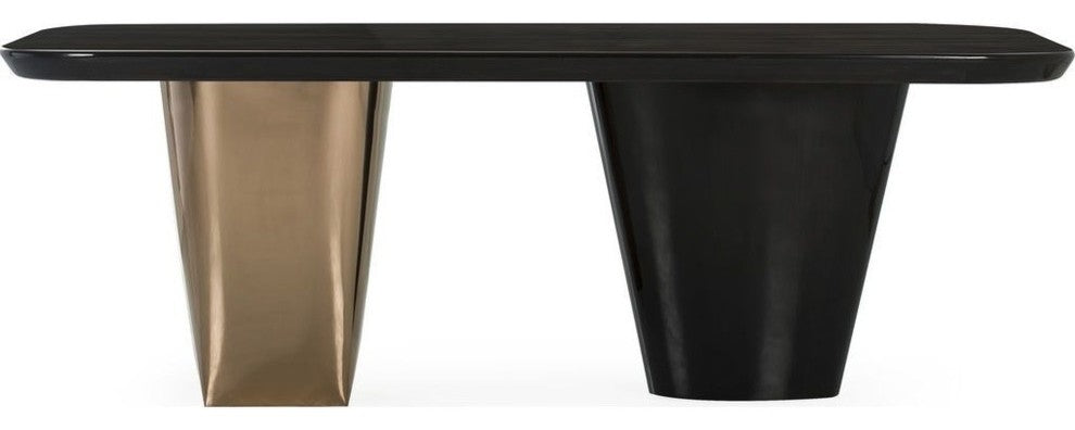 Resource Decor Shield Dining Table, Black Maple/Rose Gold