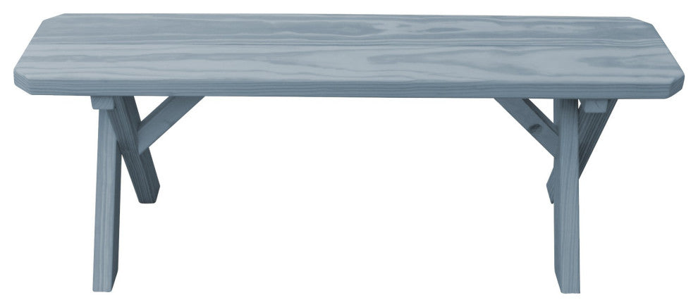 Cedar Cross-Leg Bench, Gray Stain, 4 Foot