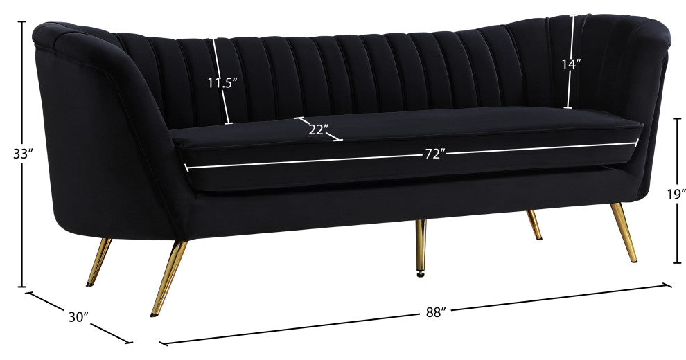 Margo Velvet Upholstered Set, Black, Sofa