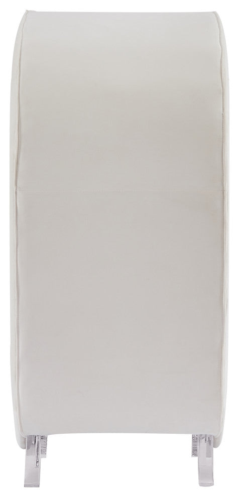 Crescent Velvet Upholstered Rounded Accent Chair, Cream