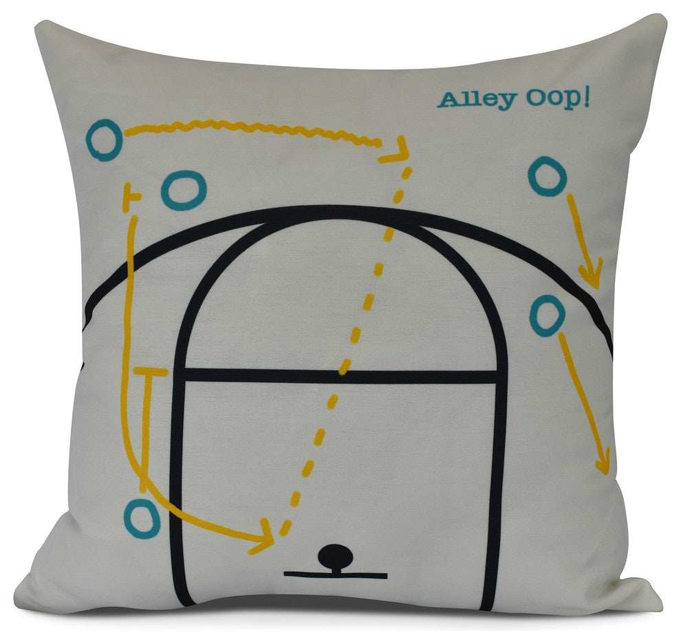 Alley Oop!, Geometric Print Pillow, White, 18" x 18"