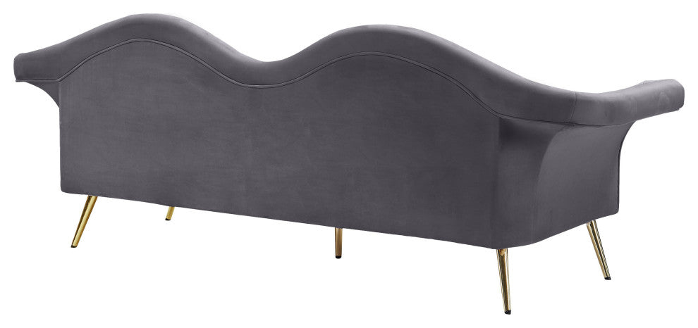 Lips Velvet Upholstered Sofa, Gray