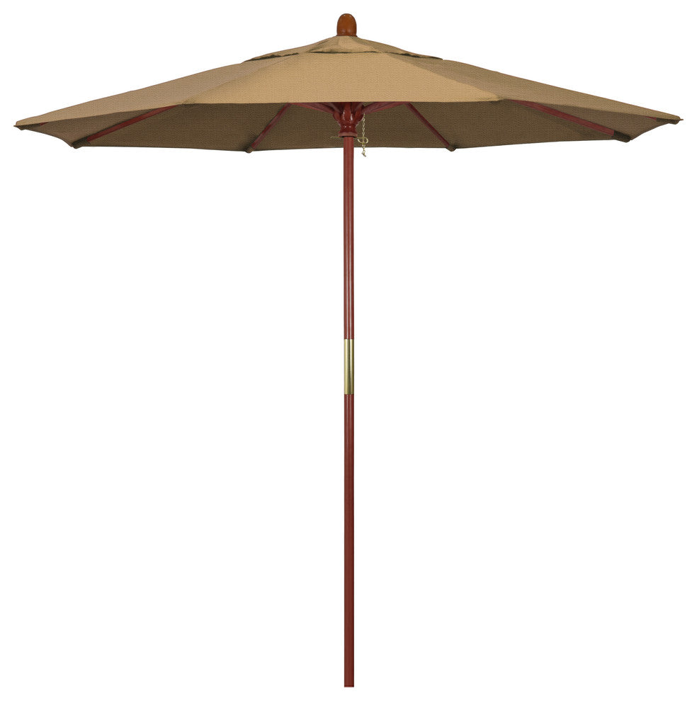 7.5' Square Push Lift Wood Umbrella, Straw Olefin