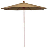 7.5' Square Push Lift Wood Umbrella, Straw Olefin