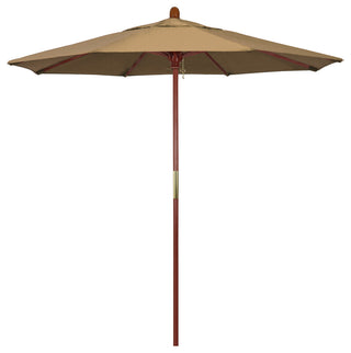 7.5' Square Push Lift Wood Umbrella, Straw Olefin